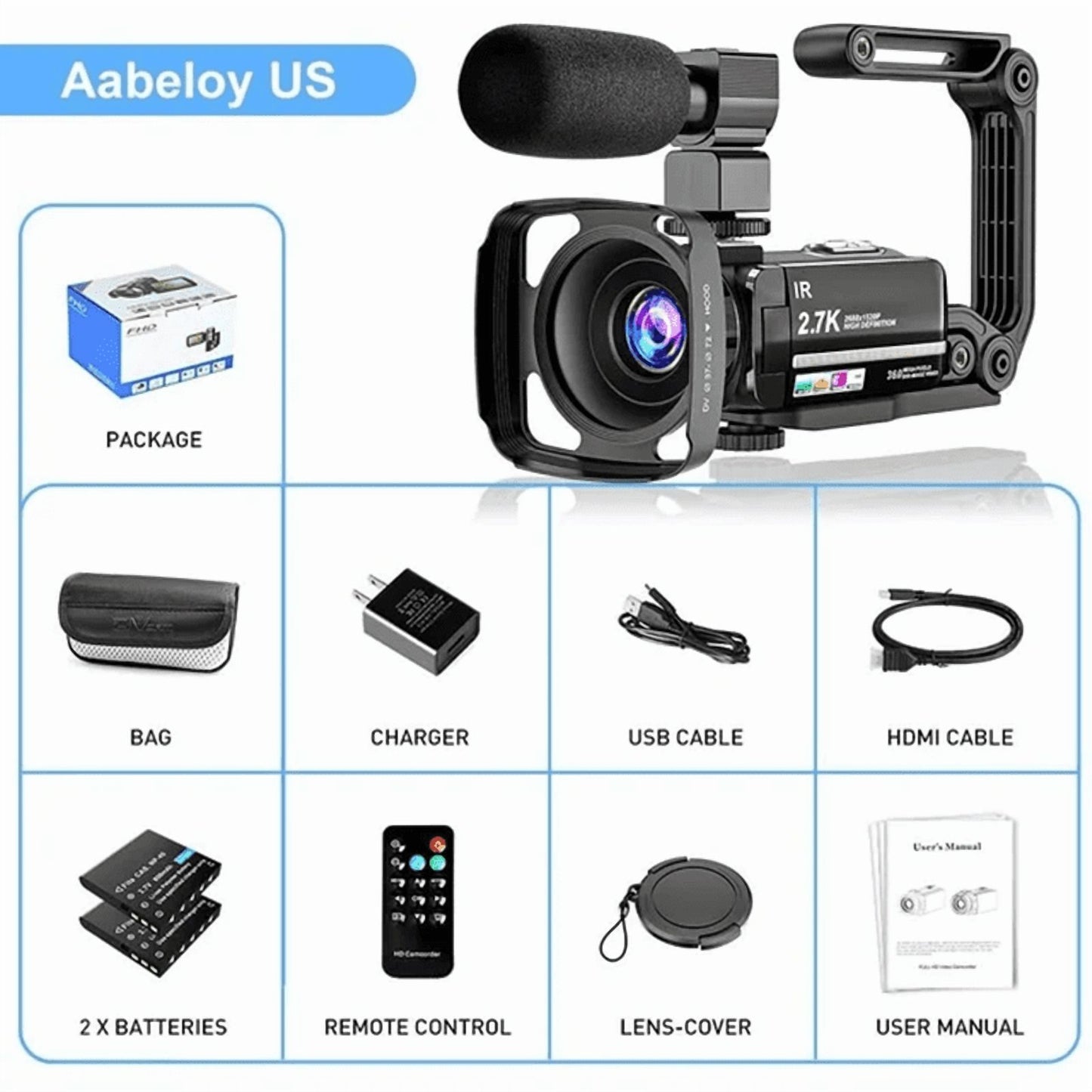 Video Camera Camcorder 4K for Youtube Vlogging Digital Camera IPS 48MP 16X Digital Zoom Camera Recorder