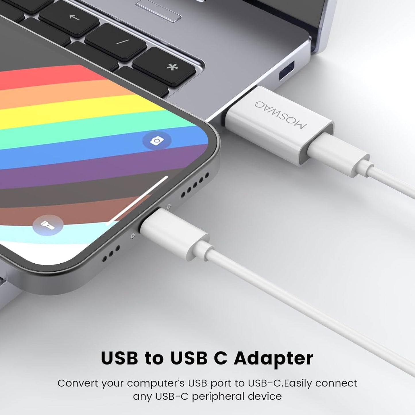 3 Packs USB C Adapter USB C to USB Adapter USB Male to Type C Female Adapter Compatible with Apple Magsafe Charger,Imac,Macbook Pro,Macbook,Laptops,Pc,Computers and More