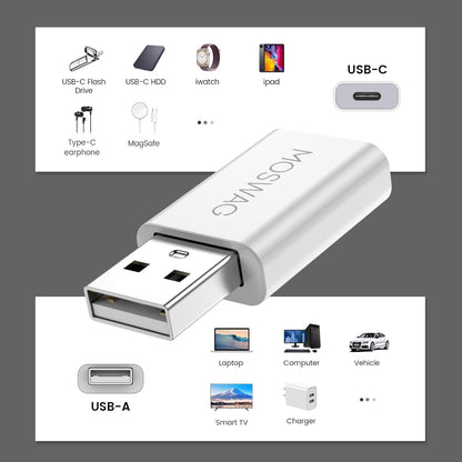 3 Packs USB C Adapter USB C to USB Adapter USB Male to Type C Female Adapter Compatible with Apple Magsafe Charger,Imac,Macbook Pro,Macbook,Laptops,Pc,Computers and More