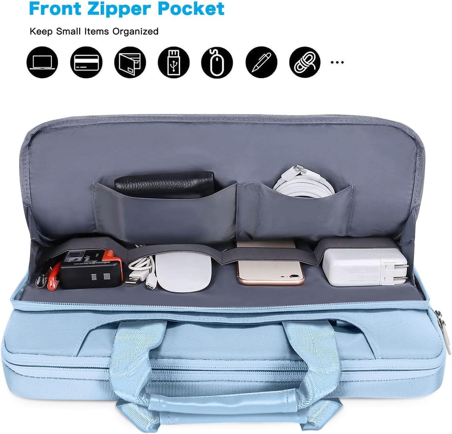 360 Protective Laptop Bag 15.6 Inch, Computer Bag Compatible with Macbook Air 15 Inch/Pro 16 Inch, 15-16 Inch Hp,Dell,Lenovo,Notebook, Laptop Carrying Case with Strap&Handle&Belt, Airy Blue